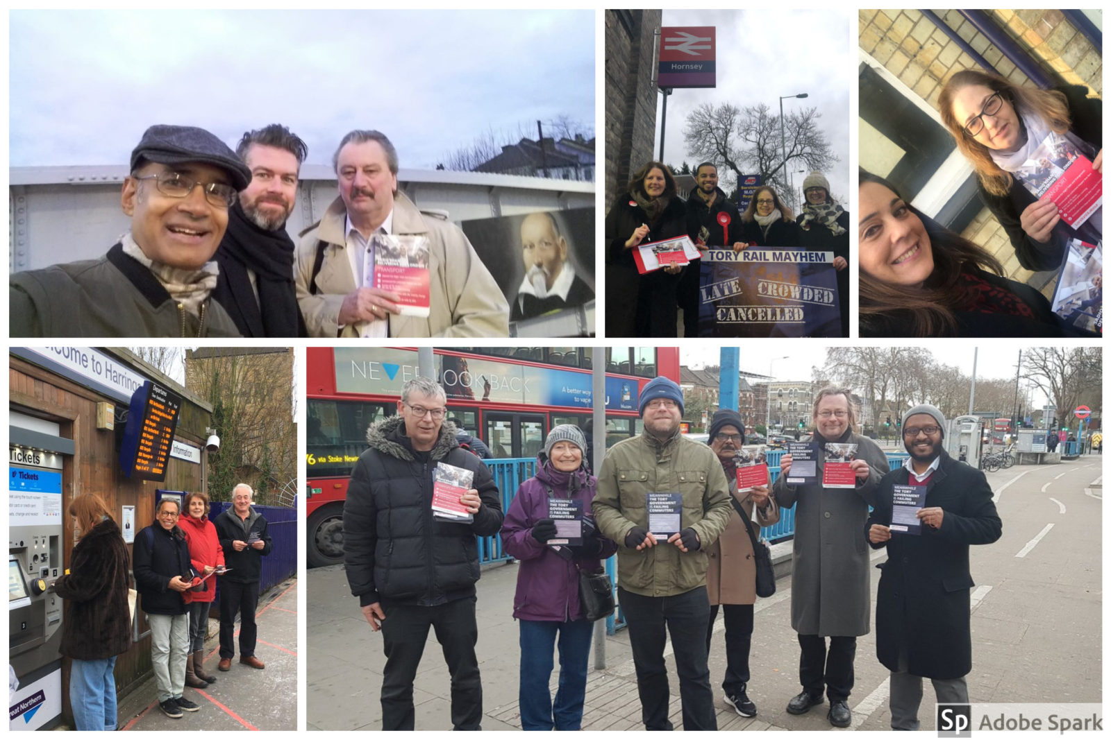 Campaigners leafletting stations in Haringey about rising rail fares